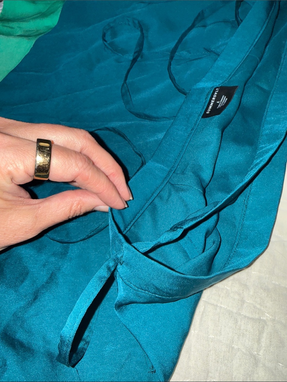 Women’s Teal and Green Wrap Skirt/ coverup - Picture 3 of 5